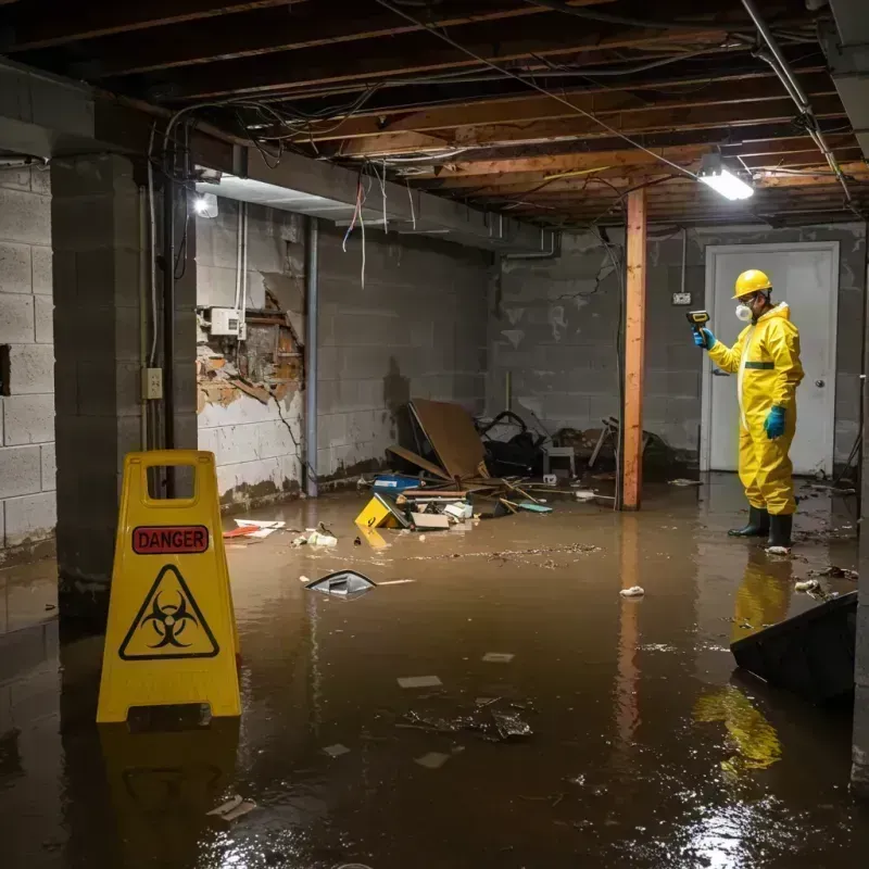 Flooded Basement Electrical Hazard in Dupo, IL Property